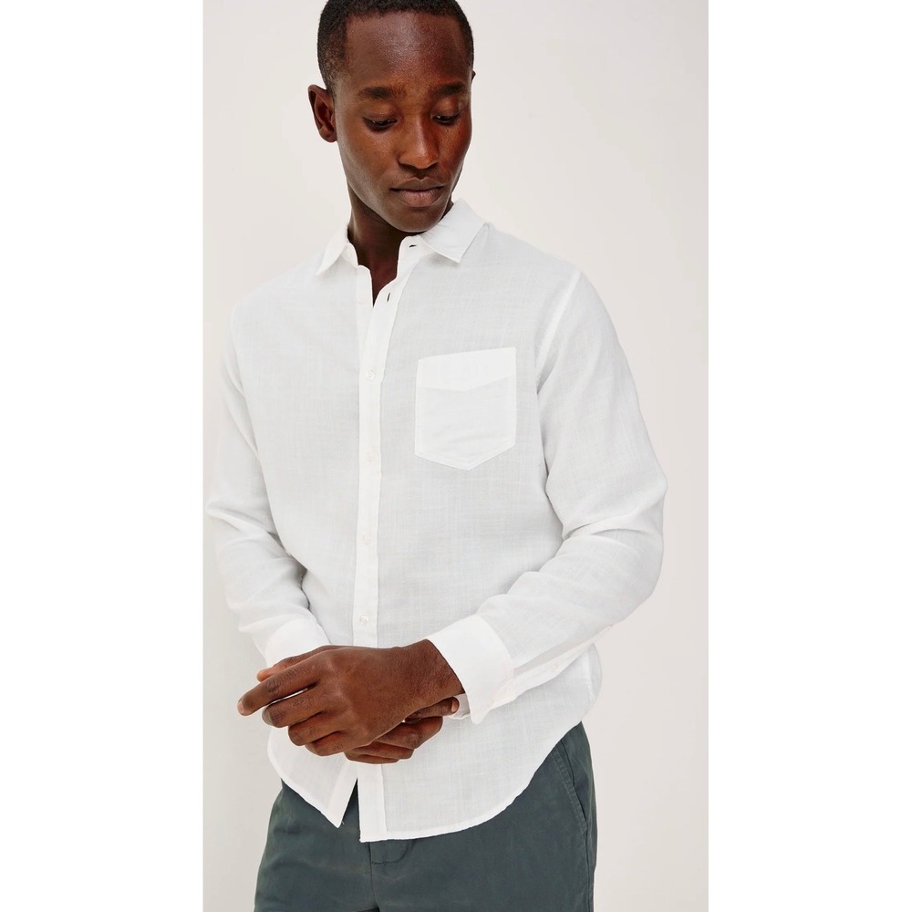 Rails Wyatt Mens White Cotton Gauze Long‎ Sleeve Button Down Shirt Size Large